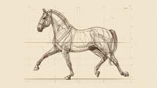 马的结构素描图