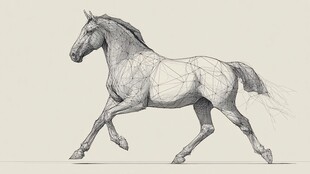线条勾勒的奔跑骏马