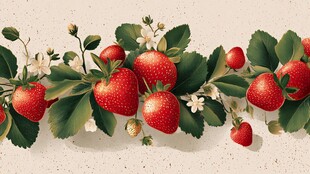 草莓花卉装饰图案