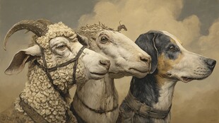 羊犬同框的奇妙组合