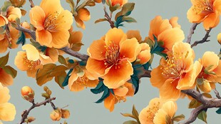 橘色繁花枝头绽放