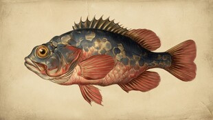 多彩斑纹鱼的精美插画