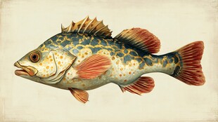 多彩斑点鱼插画展示