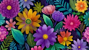 缤纷花卉图案 绚丽植物世界