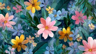 缤纷水彩花卉图案背景