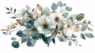 清新淡雅花卉绿植插画