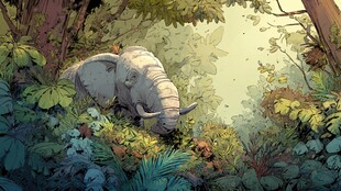 丛林中休憩的大象