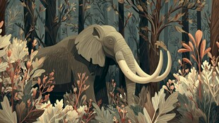 森林中的长牙大象