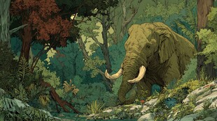 大象漫步于茂密森林之中