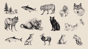 野生动物手绘插画集合