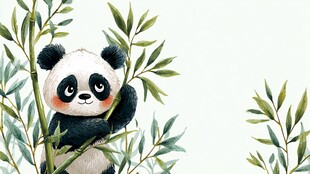 可爱熊猫躲在翠竹间