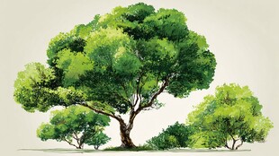 夏日葱郁大树景观图