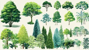 多样树木植物插画集