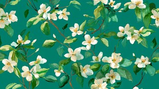 青底白花植物无缝图案