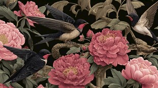 花鸟绘景 牡丹与燕的邂逅