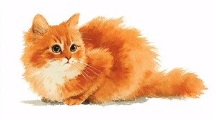橘色长毛猫的可爱瞬间