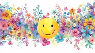 笑脸绽放在缤纷花丛中
