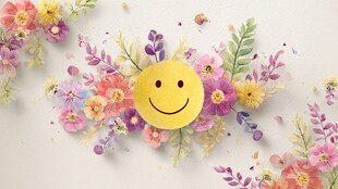 笑脸绽放在缤纷花卉间