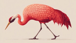 梦幻粉色羽毛的优雅鹤鸟