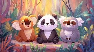 森林里的可爱动物三伙伴