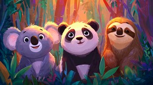 萌趣动物齐聚奇幻丛林