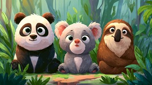 森林中的可爱动物三伙伴