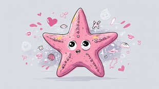 可爱粉色海星卡通插画