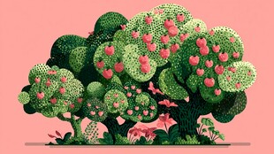 梦幻苹果树插画