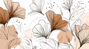 银杏花卉简约插画图案