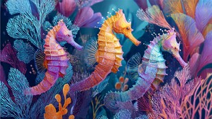 梦幻海底的多彩海马世界