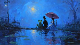 雨夜青蛙与绅士淑女共赏景