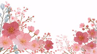 粉色花卉边框装饰图案