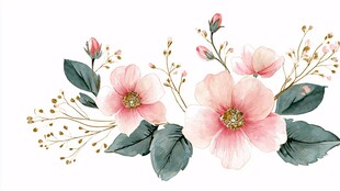 粉色花卉水彩装饰图案