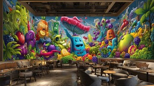 奇幻卡通风格的室内艺术空间