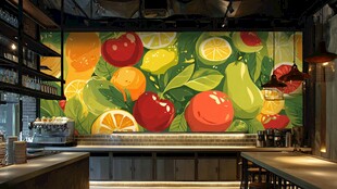 多彩水果主题的时尚吧台