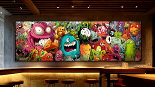 多彩怪兽壁画装饰室内空间