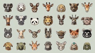 动物头像插画集合