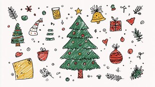 手绘圣诞元素装饰图案