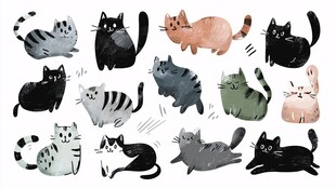 可爱猫咪插画集合