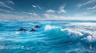 碧海清波间的灵动海豚