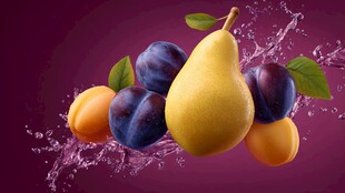 缤纷水果飞溅的视觉盛宴