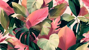 梦幻热带植物插画图案