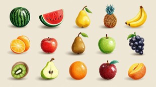 多彩新鲜水果集合展示