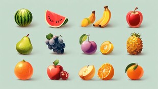 多彩新鲜水果集合展示