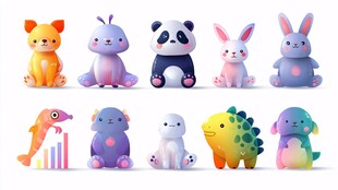 可爱多彩卡通动物玩偶集合