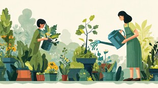 亲子共赏花园美好时光