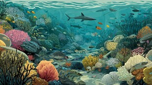 海底珊瑚与鲨鱼的奇幻世界