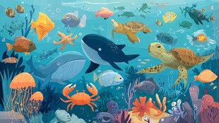 缤纷海底世界的海洋生物