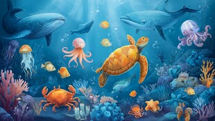 梦幻海底世界海洋生物齐聚