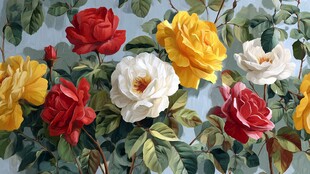 多彩盛放玫瑰花卉图案